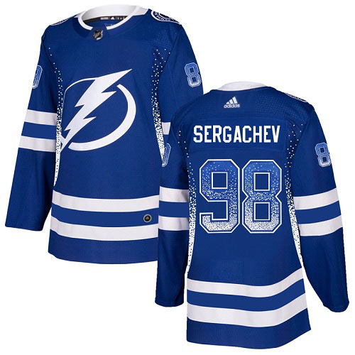 Adidas Tampa Bay Lightning Men #98 Mikhail Sergachev Blue Home Authentic Drift Fashion Stitched NHL Jersey